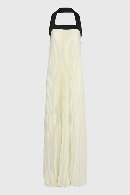HALTER ACCENT PLEATED DRESS