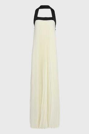 HALTER ACCENT PLEATED DRESS