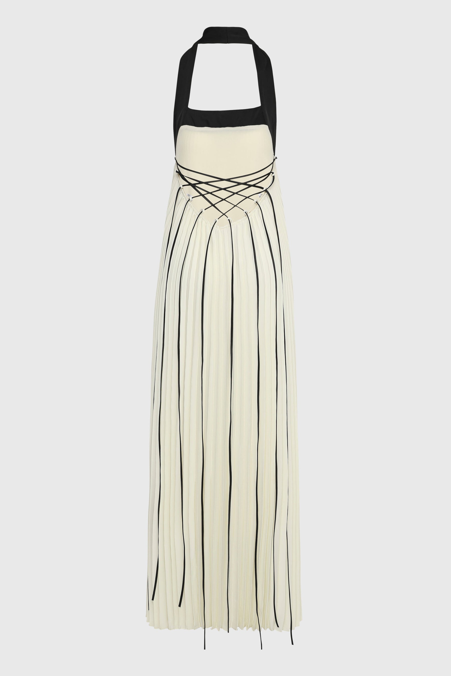 HALTER ACCENT PLEATED DRESS