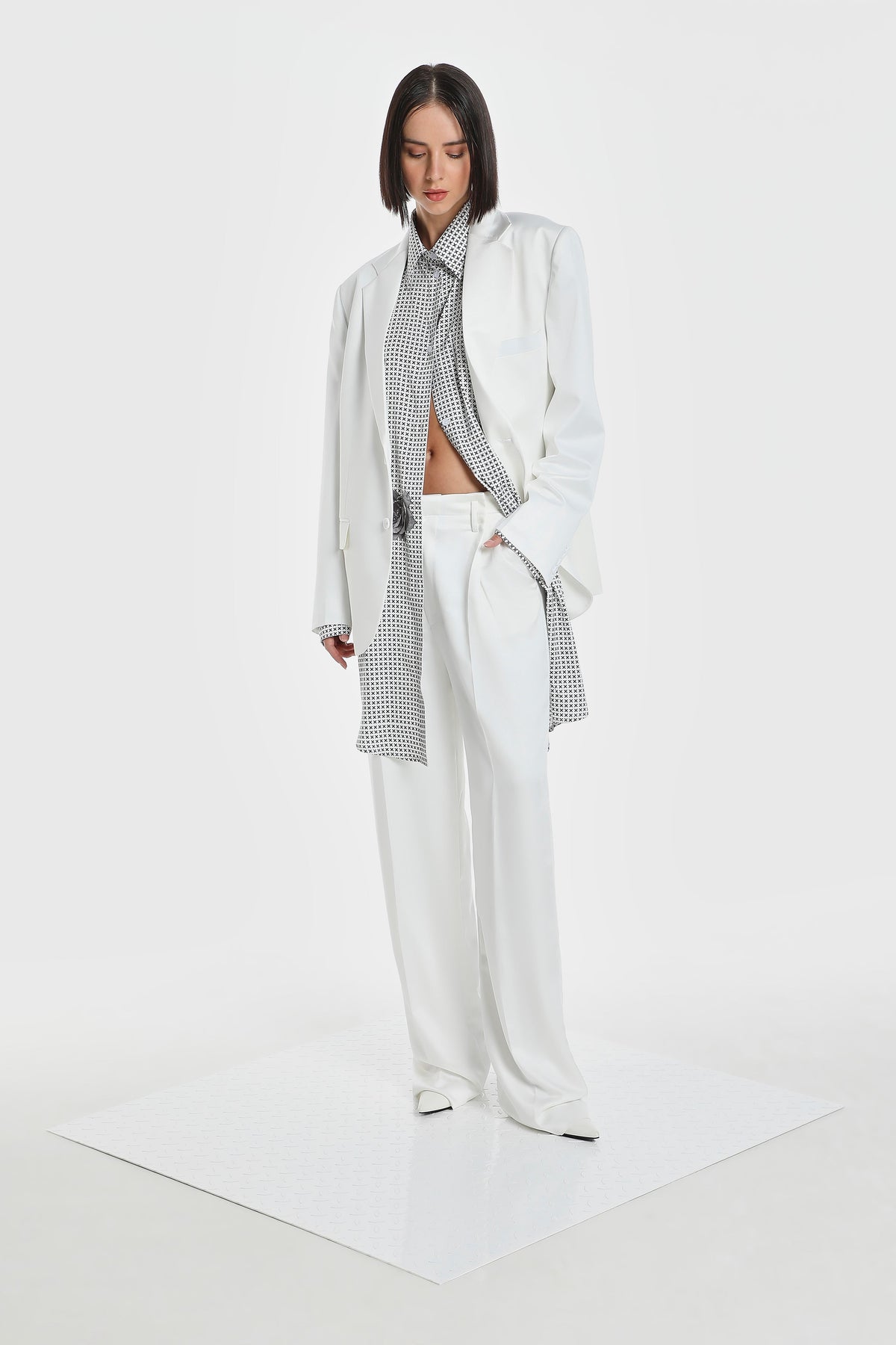WAIST FOLD SILK PANTS