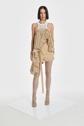 MESH RACER NECK ASYMMETRIC TOP