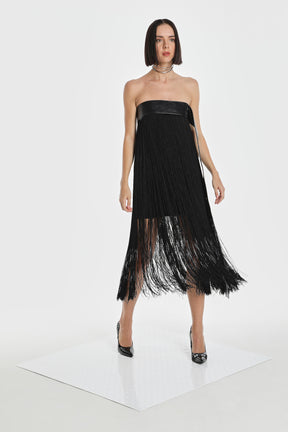 CODE FRINGE STRAPLESS DRESS