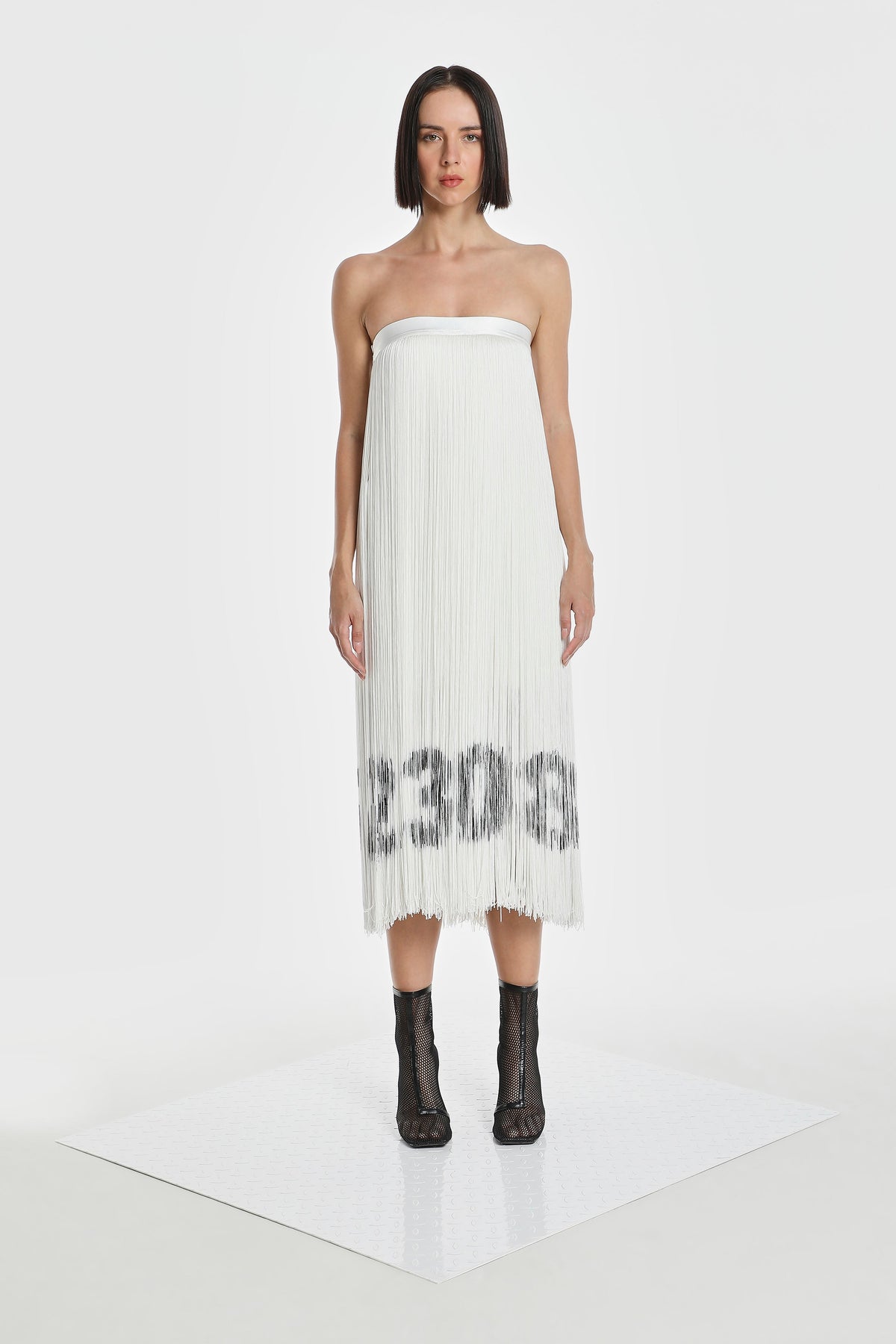 CODE FRINGE STRAPLESS DRESS