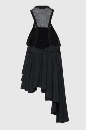 MESH RACER NECK ASYMMETRIC TOP