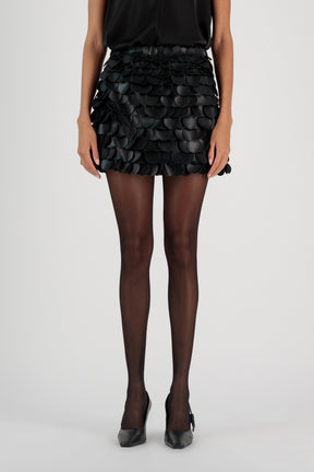 VEGAN LEATHER SEQUIN MINI SKIRT