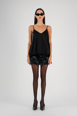 VEGAN LEATHER SEQUIN MINI SKIRT