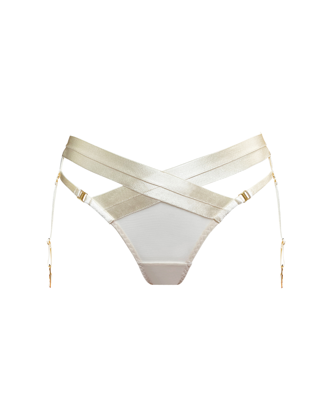 Bordelle Signature Panelled Suspender Brief in Ivory