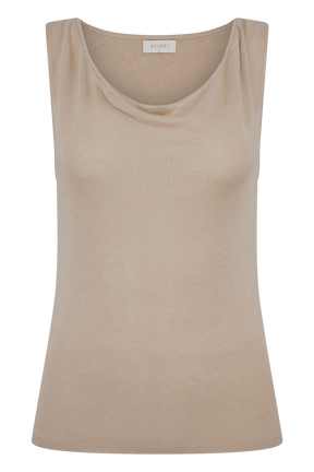 Brenda Draped Front Knit Top - Stone