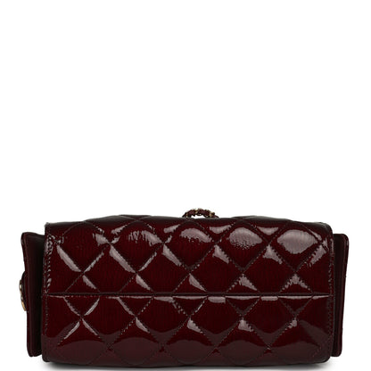Chanel Mini 25 Hobo Bag Burgundy Patent Lambskin Gold Hardware