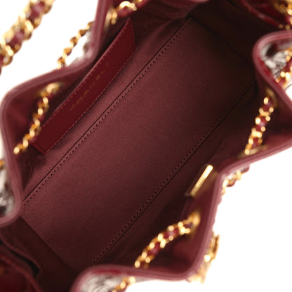 Chanel Mini 25 Hobo Bag Burgundy Patent Lambskin Gold Hardware