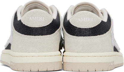 AMIRI Women  Gray & Black Glitter Suede Skel Top Low Sneakers