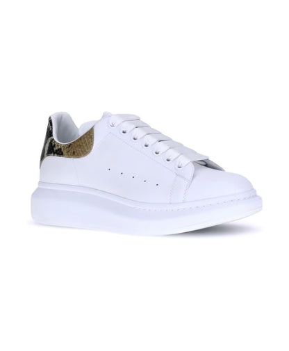 Leather Sneakers with Python Heel