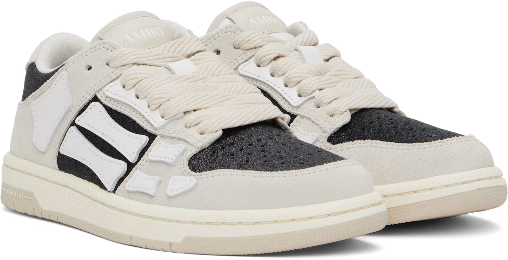 AMIRI Women  Gray & Black Glitter Suede Skel Top Low Sneakers