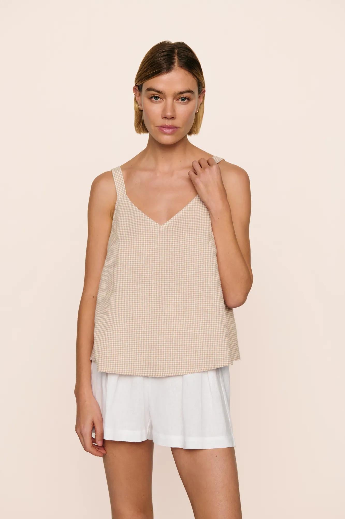 Linen Blend V Neck Cami