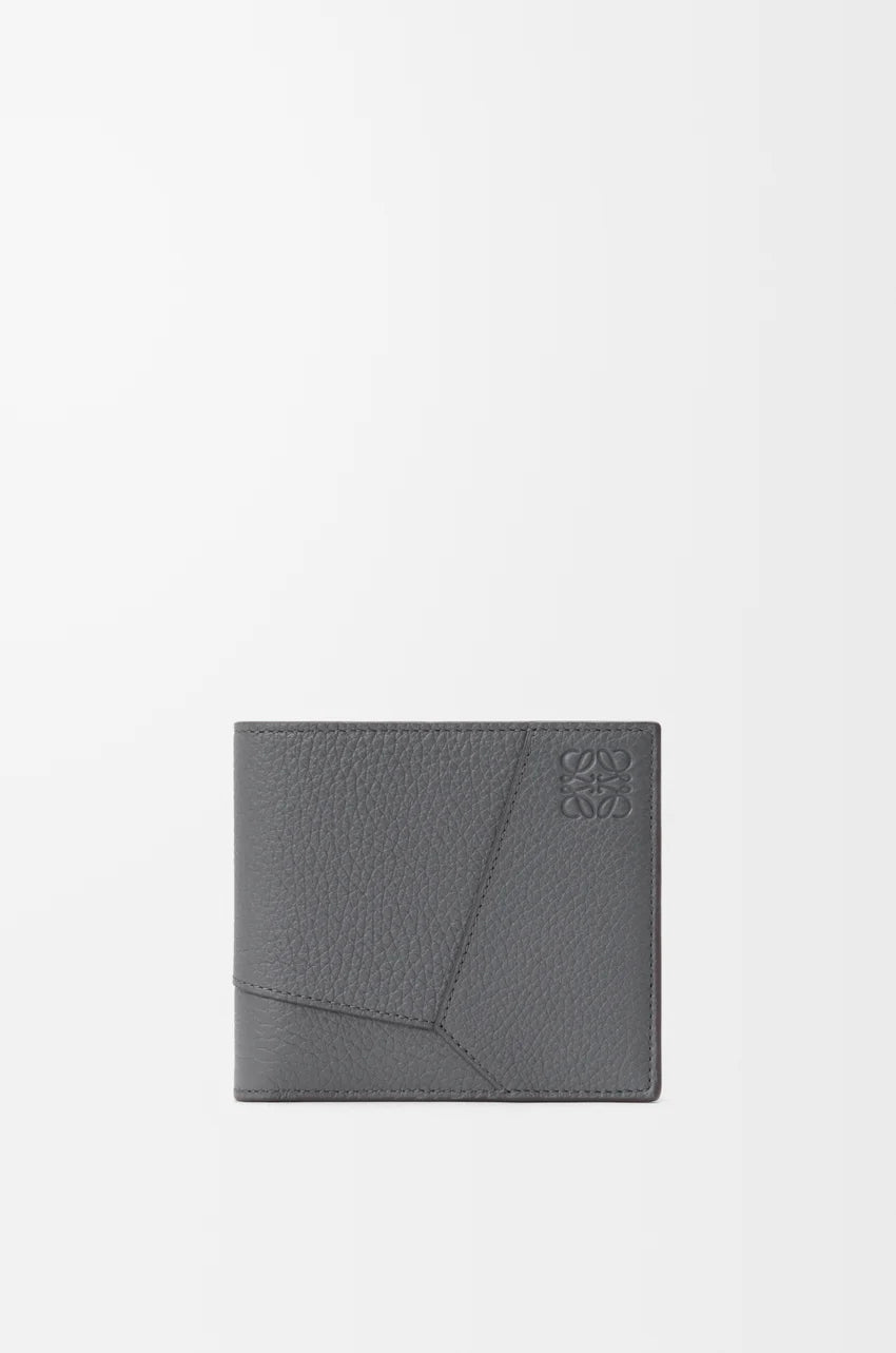 Puzzle bifold wallet in supple grained calfskin