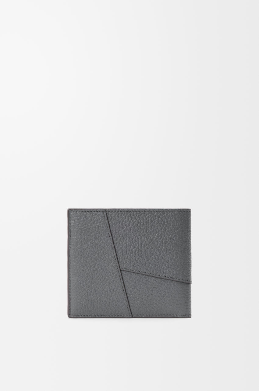 Puzzle bifold wallet in supple grained calfskin