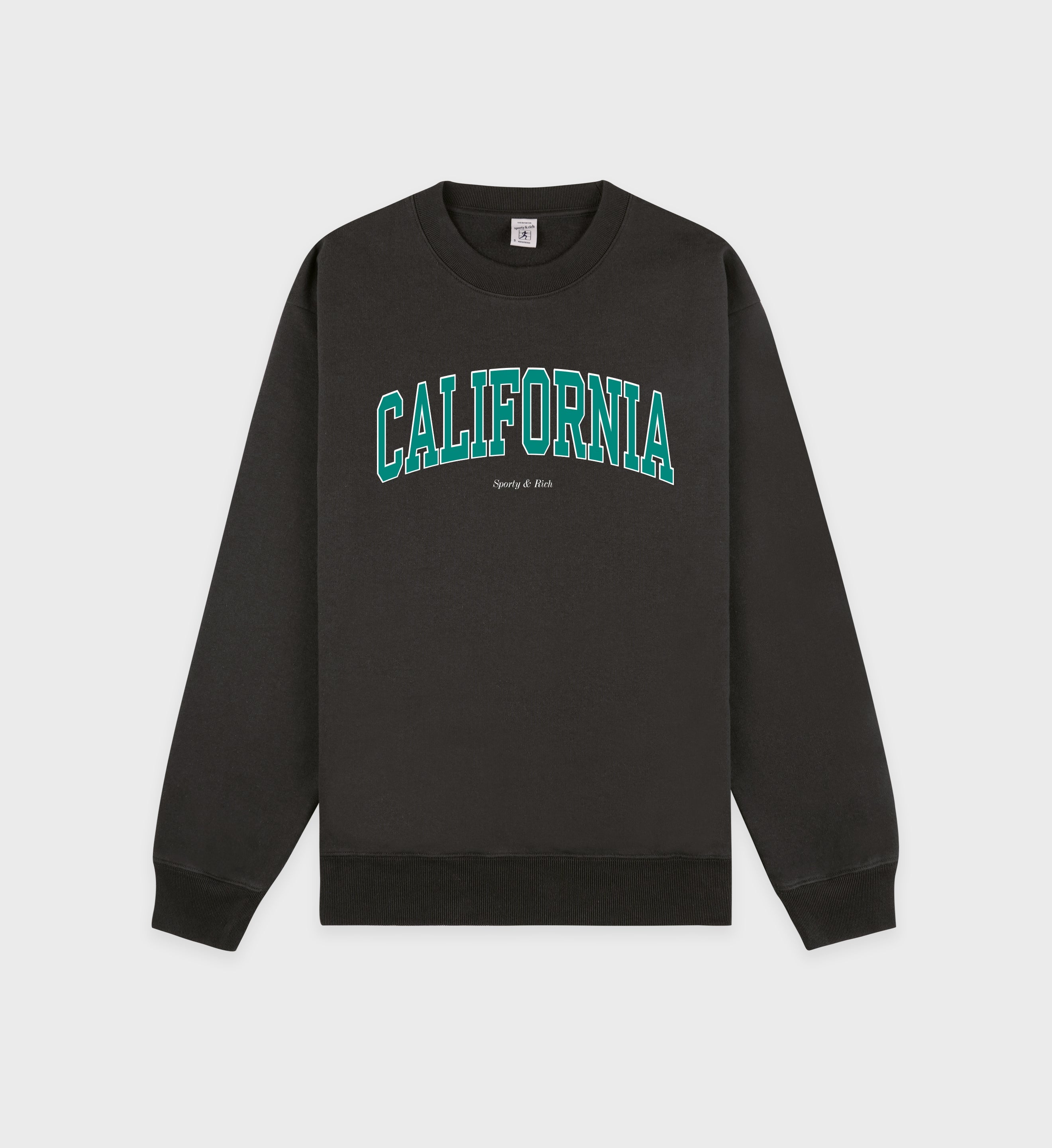 California Crewneck - Faded Black/Spring Green