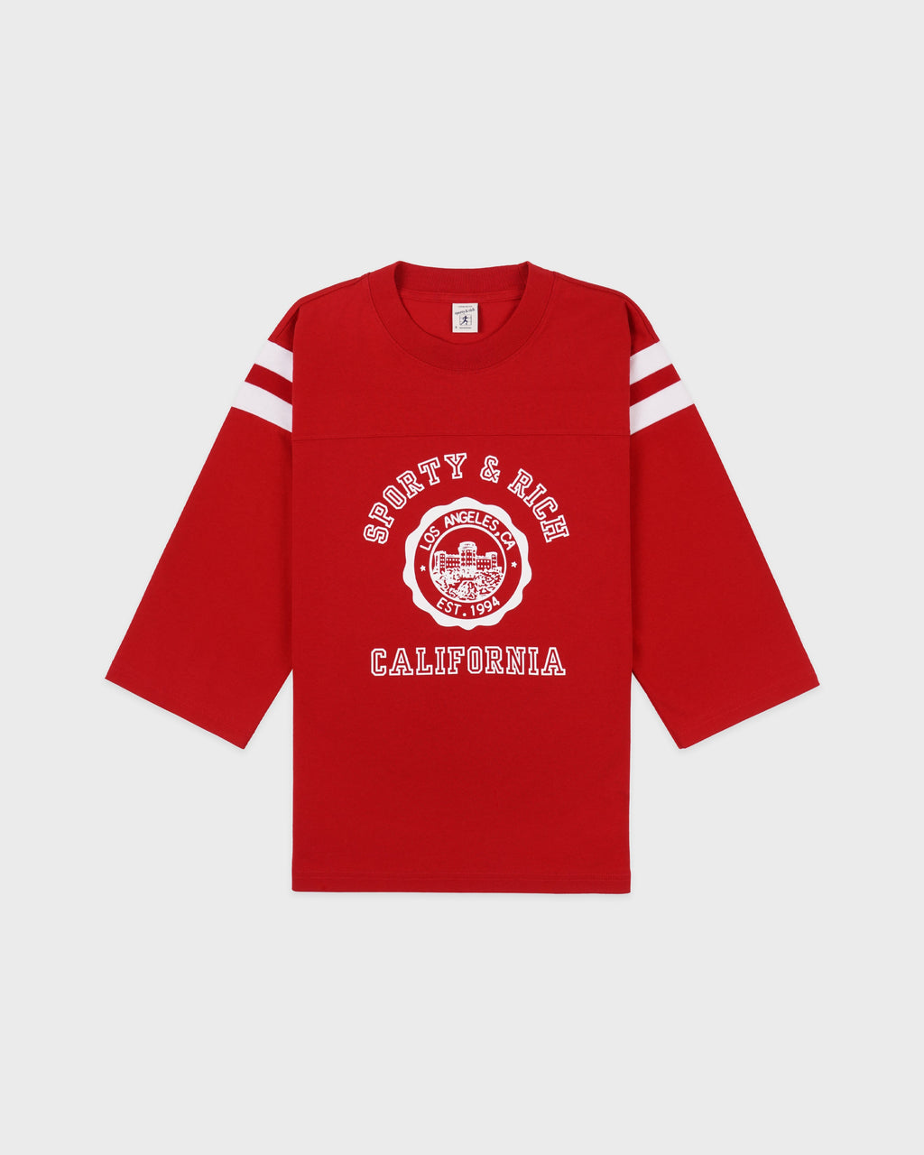 California Emblem Long Football Tee - Ruby/White