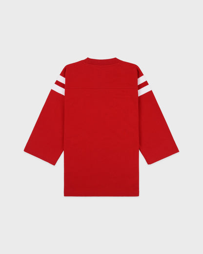 California Emblem Long Football Tee - Ruby/White