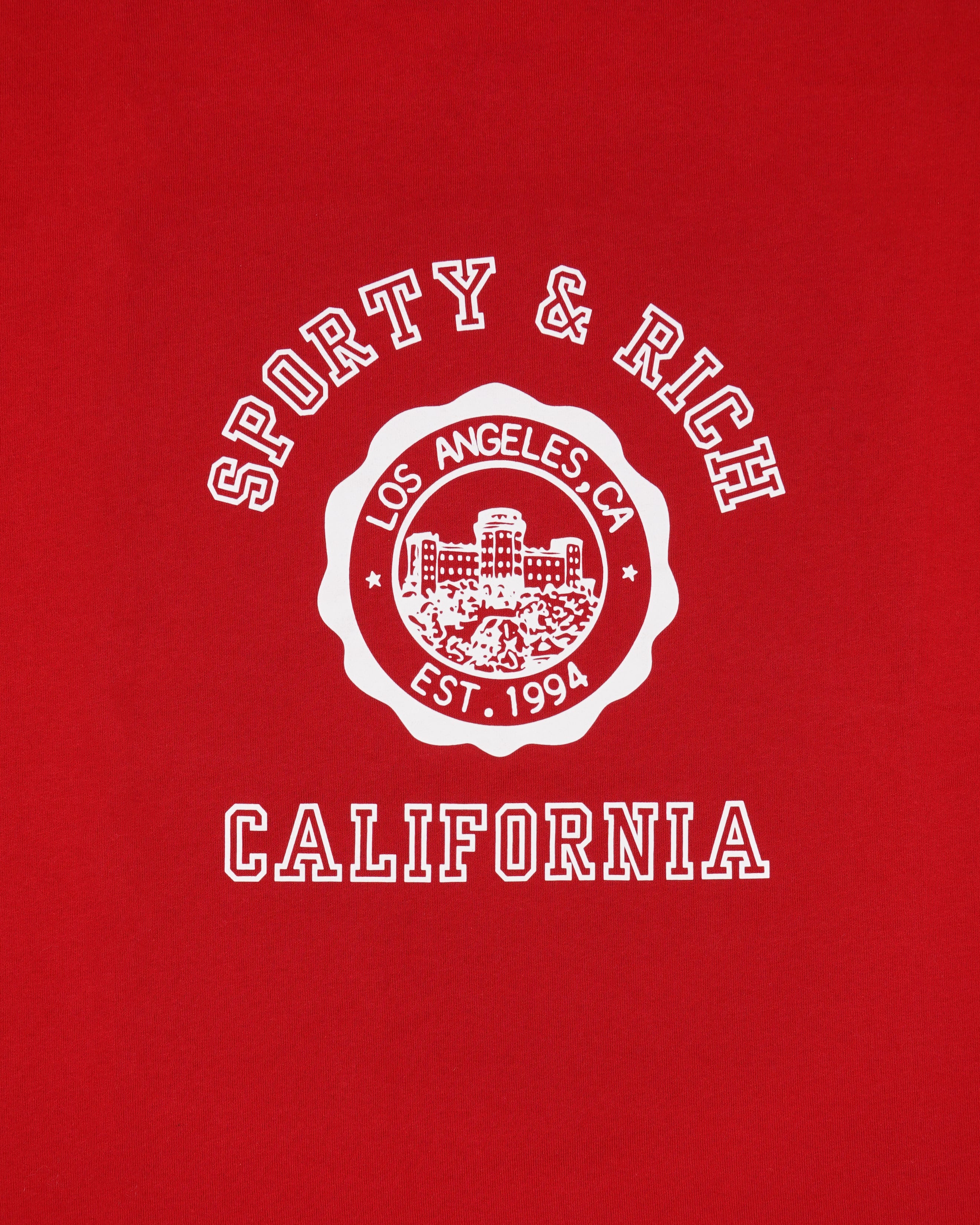California Emblem Long Football Tee - Ruby/White