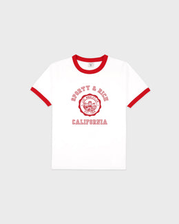 California Emblem Ringer Tee - White/Ruby