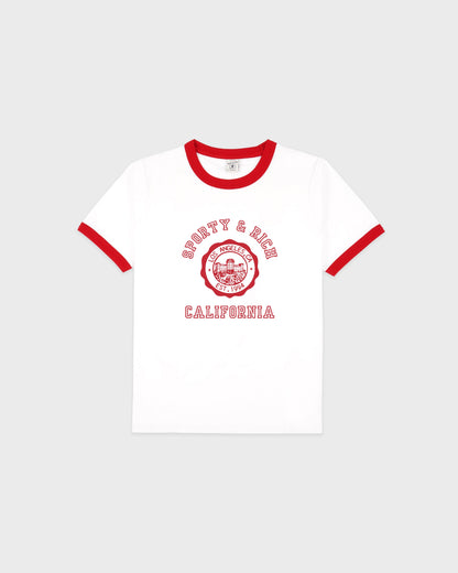 California Emblem Ringer Tee - White/Ruby