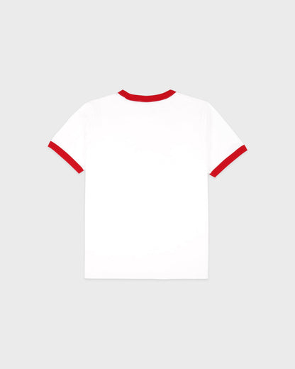 California Emblem Ringer Tee - White/Ruby