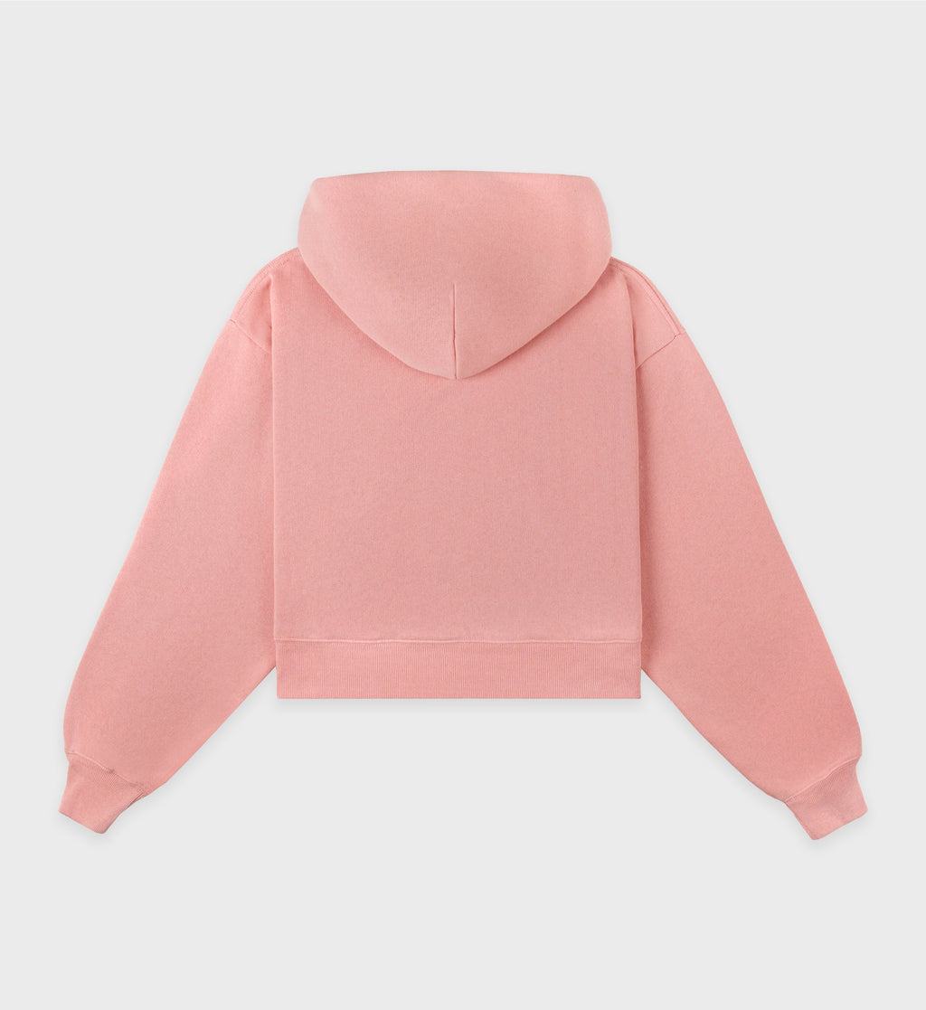 California Emblem Soft Cropped Hoodie - Carnation/White