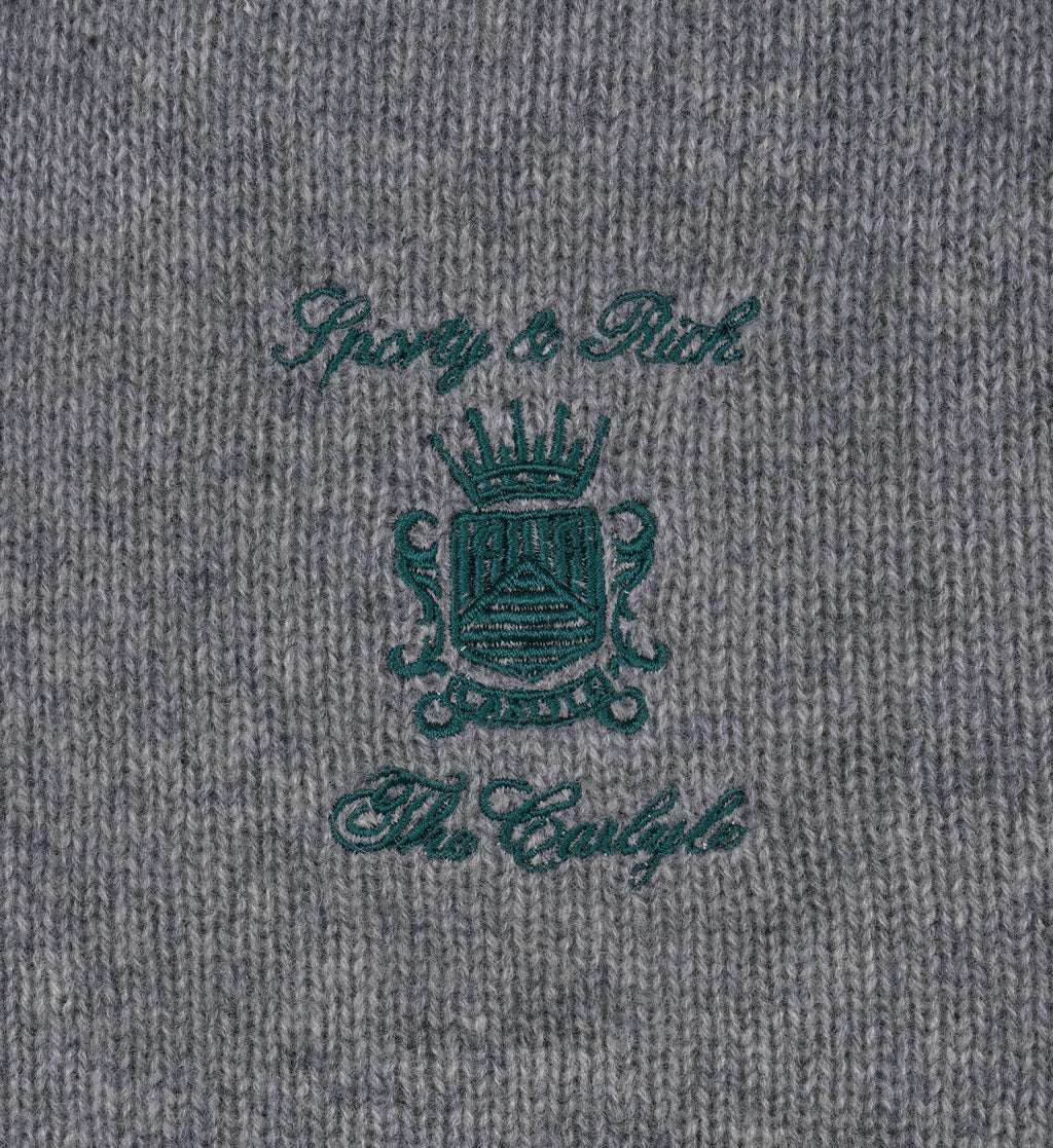 The Carlyle Crest Cashmere Hoodie - Heather Gray/Forest
