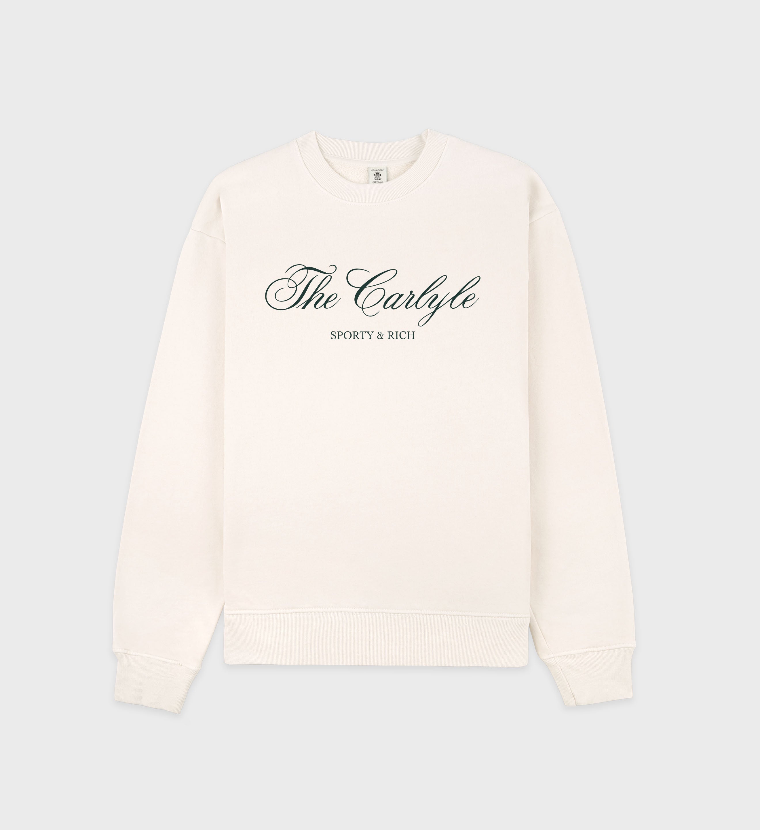 The Carlyle Script Crewneck - Cream/Forest