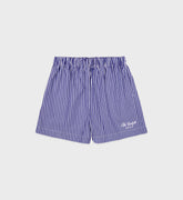 The Carlyle Script Poplin Short - Navy Striped