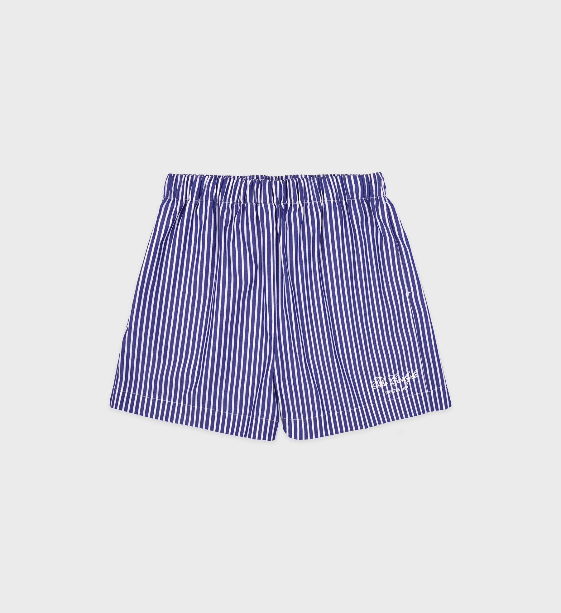 The Carlyle Script Poplin Short - Navy Striped