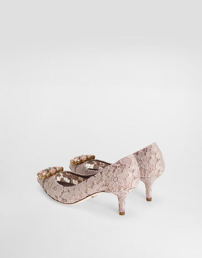 Lace rainbow pumps with brooch detailing