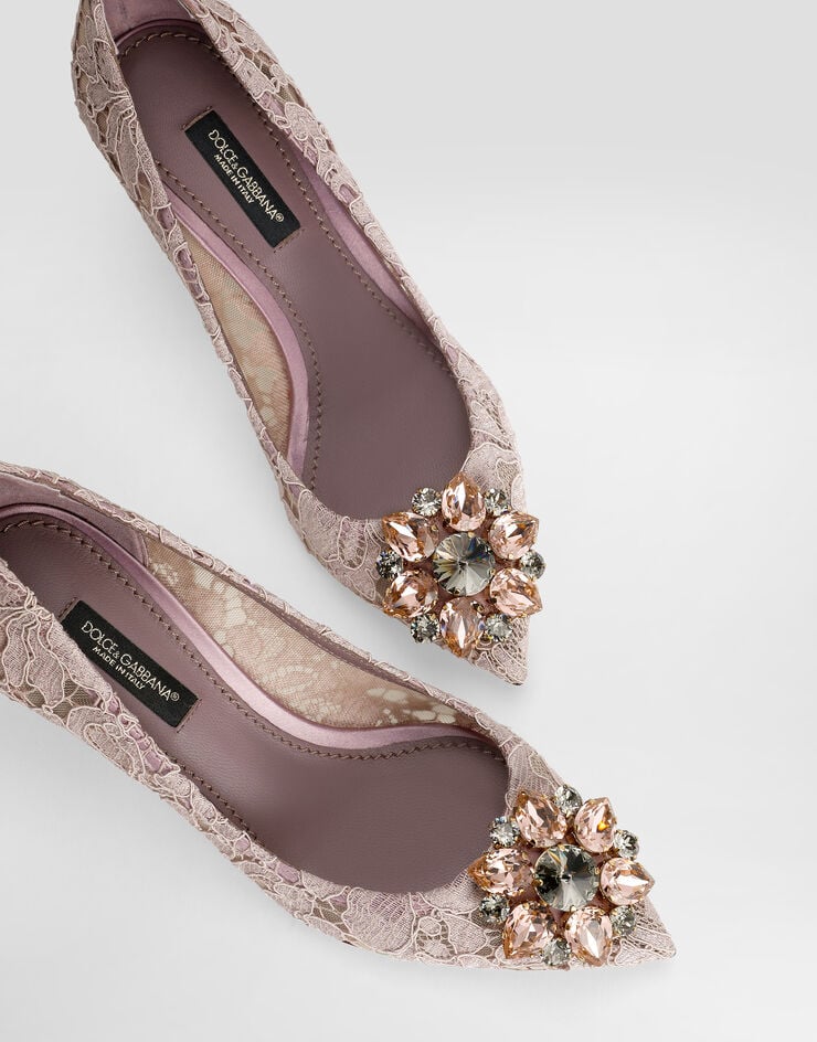 Lace rainbow pumps with brooch detailing
