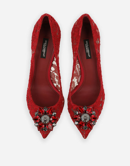 Lace rainbow pumps with brooch detailing