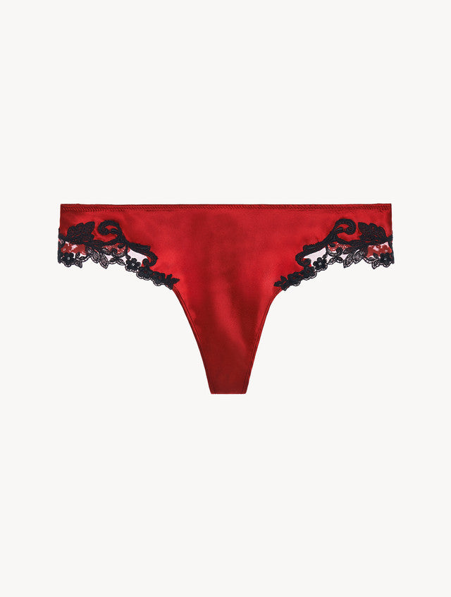 Red silk thong with frastaglio