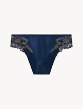 Blue silk medium briefs with frastaglio