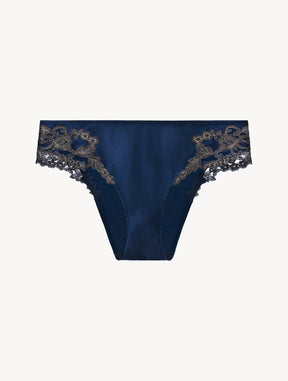 Blue silk medium briefs with frastaglio