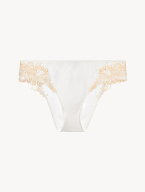 White silk medium briefs with frastaglio