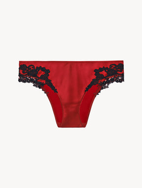 Red silk medium briefs with frastaglio