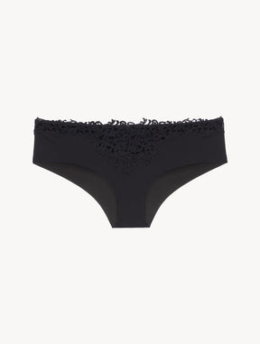 Black hipster briefs with macramé