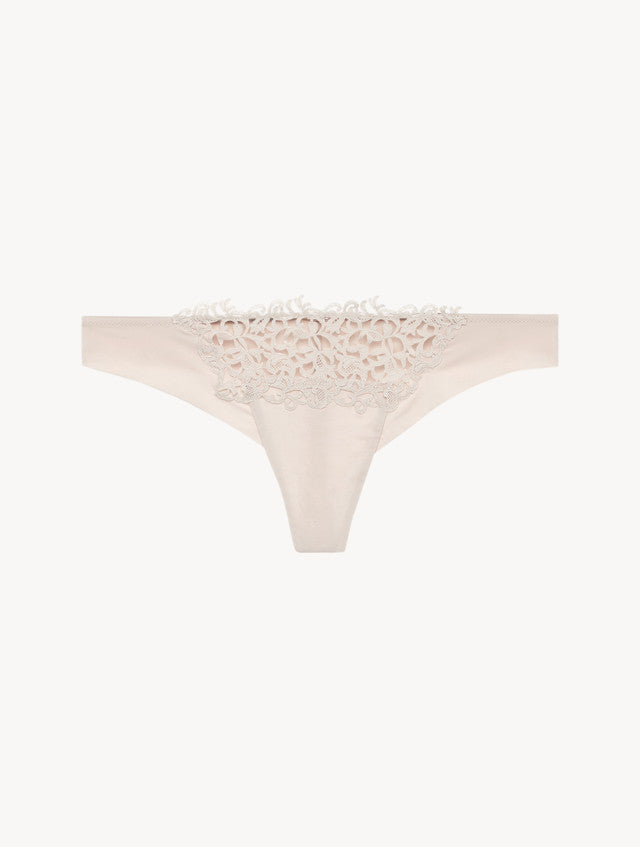 Rose Beige macramé thong