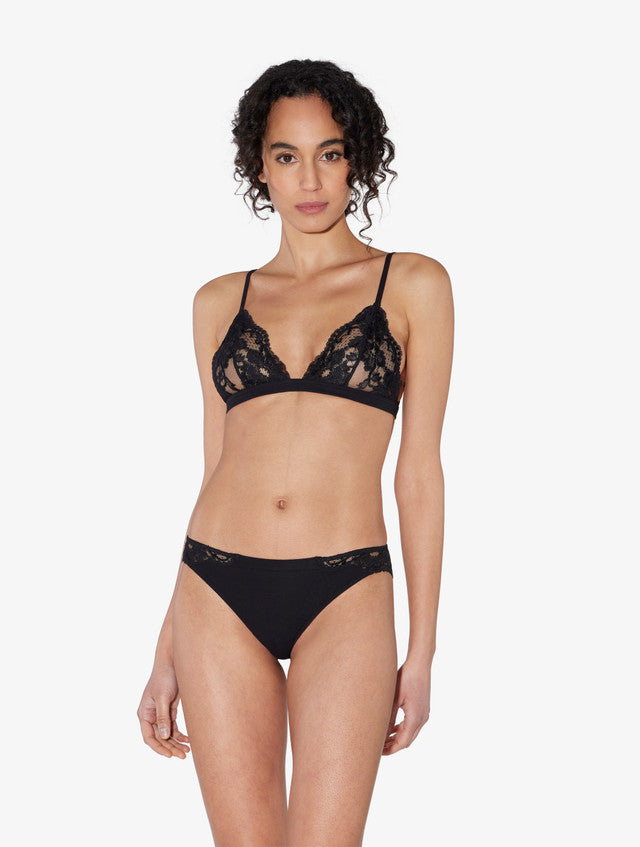 Black cotton thong