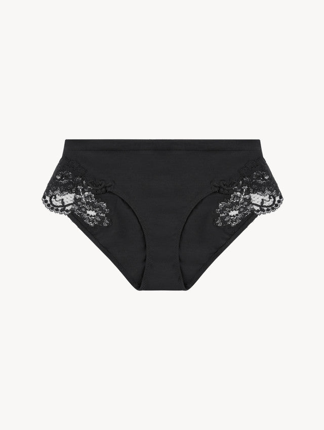 Black cotton mid-rise briefs