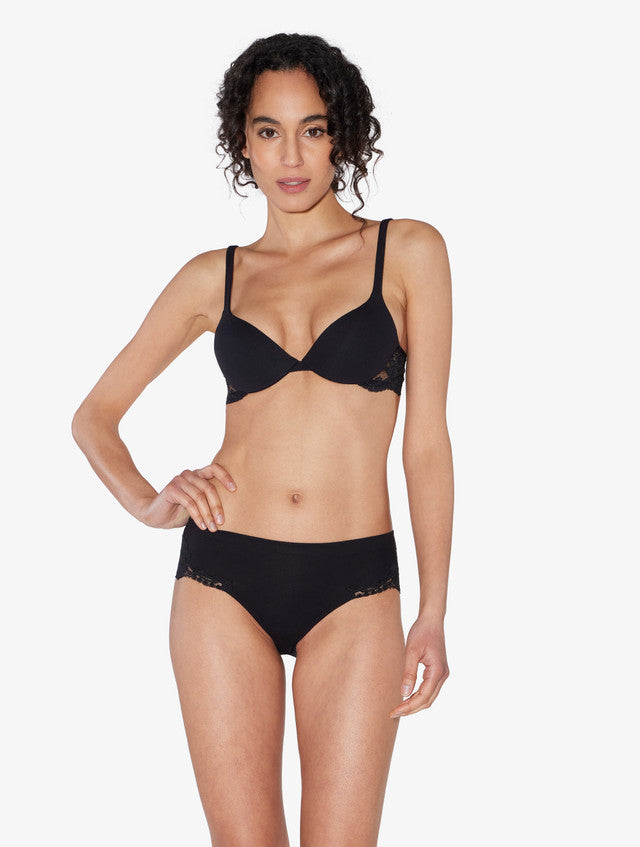 Black cotton mid-rise briefs