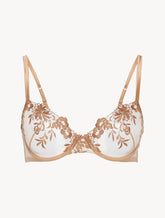 Underwired Bra in beige Lycra with embroidered tulle