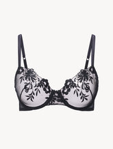 Underwired Bra in Black Lycra with embroidered tulle