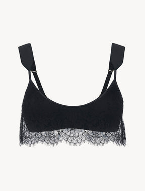 Wireless Bra in Black with lace overlay
