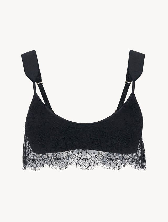 Wireless Bra in Black with lace overlay