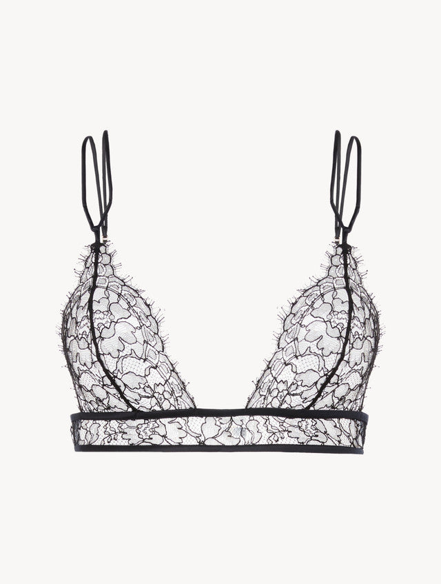 Lace Triangle Bra in Black